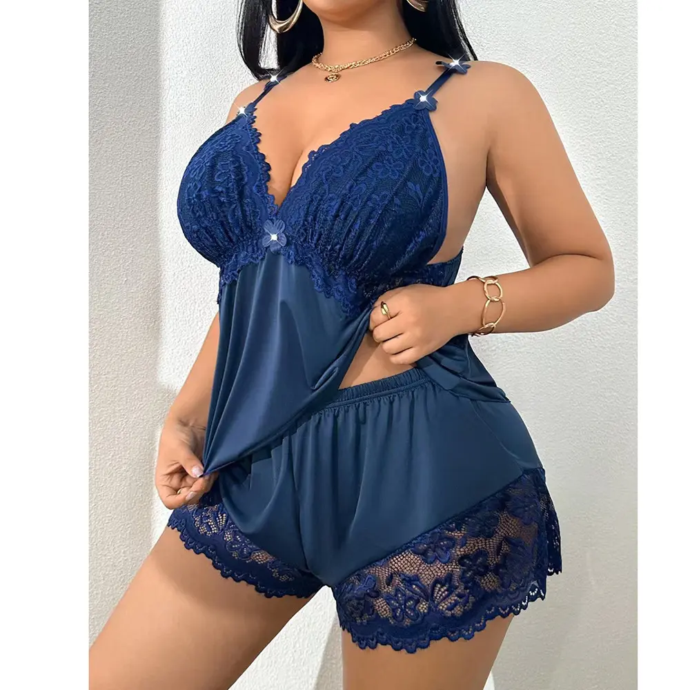 Pajama Set with Two Pieces - Halter-Style Shorts Set for Gentle Home Wear
