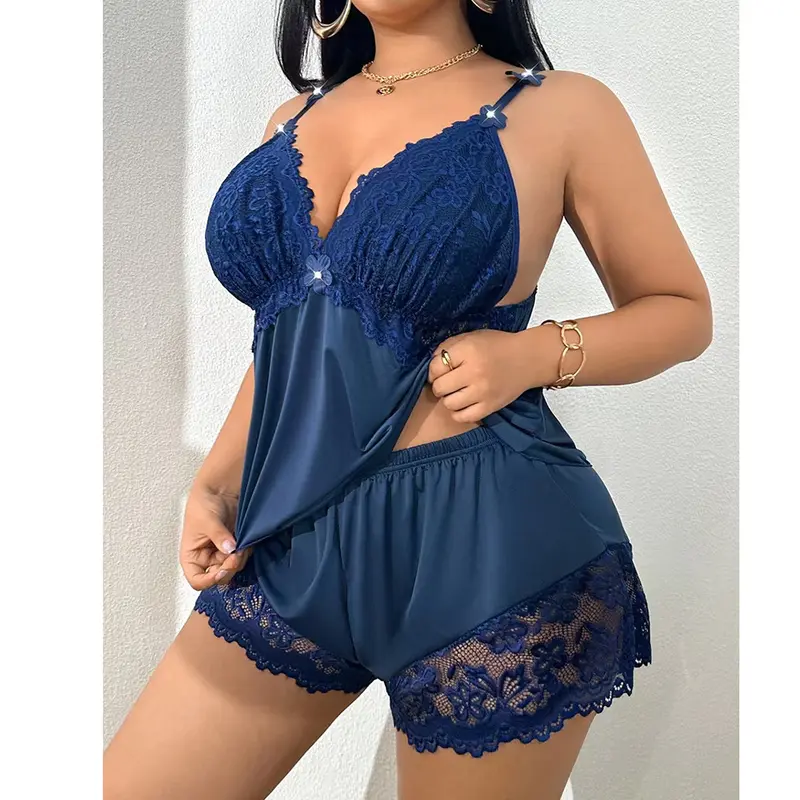Pajama Set with Two Pieces - Halter-Style Shorts Set for Gentle Home Wear