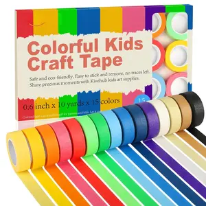 15 Rolls Colored Masking Tape, Colored Tape for  Art Supplies, DIY Craft Tape,Teaching Supplies and Labeling Colored Painters Tape 0.6 in x 10 Yard