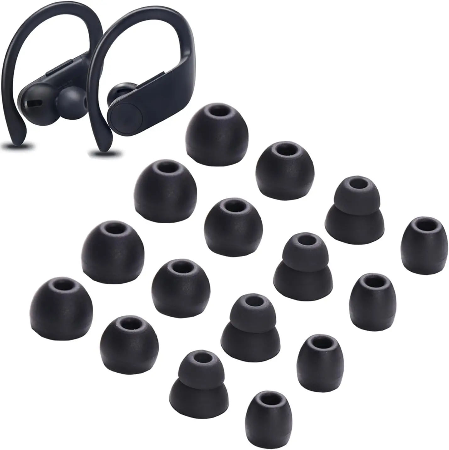 Replacement  Eartips Earbuds Buds Set for Powerbeats Pro  Earphone Headphones,8 Pairs (Blcak)