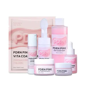 PDRN Collagen Complete Skincare Set with Cleanser, Toner, Serum, Eye Cream, Lotion, Face Mask, Essence Patches - Moisturizers for Deep Hydration, Skin Firming, Anti-Aging Care - Ideal Gift for Wives