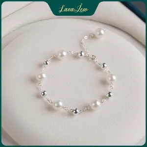 LavaJewelry, Glamorous Pearl Bracelets, 925 Sterling Silver with Pearl, Peal Bracelet for Women and Girls