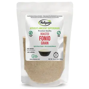 Nafajama Premium Gluten-Free Roasted Fonio Grain | Ancient African Super-Grain | Non-GMO, Vegan, High-Fiber Superfood | All-Natural, Lightly Roasted - 1 Bag of 1 lb / 454g