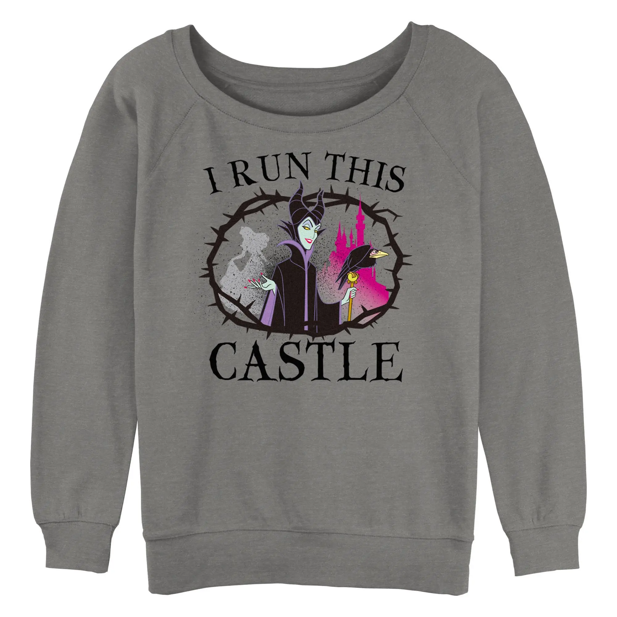 Junior's Sleeping Beauty Sleeping Beauty Maleficent Castle Sweatshirt