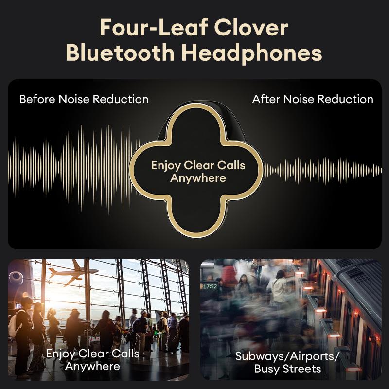 PAXA YX66 Four-Leaf Clover Wireless Earbuds with Bluetooth 5.4, Stable Connection, ENC Call Noise Cancellation, Super Stereo Sound, Luxury Retro Jewelry-Style Design for Women, Elegant Charging Case, Compatible with Android & iOS, Ideal Gift for Girls