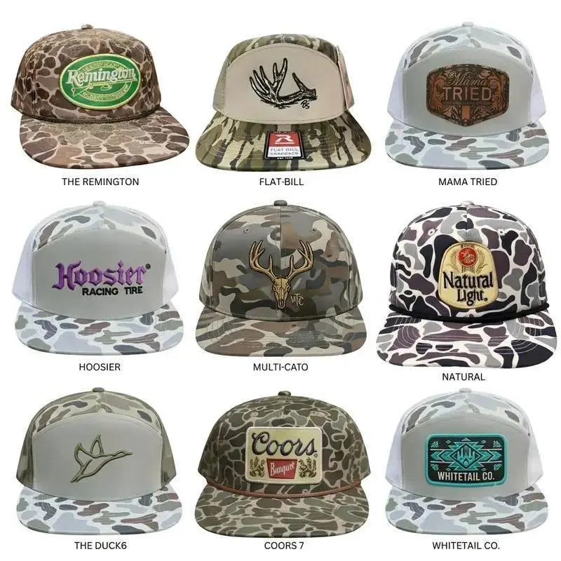 Camo Trucker Hats | Limited Edition Mesh Snapback Caps | Hunting, Fishing, Duck Camo, Deer Antler, Beer Patch, Racing & Outdoor Lifestyle Hats | Premium USA Country Trucker Hat Series