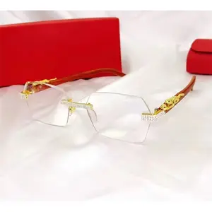 Clear Fashion Trend Sunglasses Rimless Luxury Sunglasses Driving Travel Glasses
