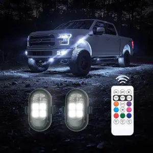 Upgraded LED Footwell Light, Led Side Light, Remote Control Flash Strobe Lights, RGB Underglow Car Mods Kit, Waterproof Accent Lighting for Interior Exterior, Car Door Lights, Motorcycle Glow Kit, Multi-Color Ambient Decoration