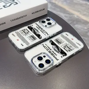 Luxury and High-Performance P-Porsches Phone Case for iPhone 17 16 15 14 13 12 11 PRO MAX PLUS AIR and 16E 17 AIR Series, Silver Metallic Lens Frame, Soft and Transparent Back Cover