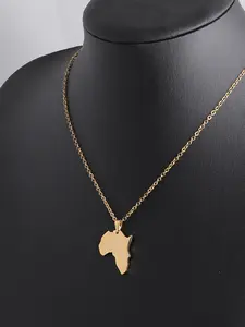 Adjustable African Map Necklace for Men & Women, Stainless Steel Africa Continent Pendant Jewelry, Hip Hop Gift
