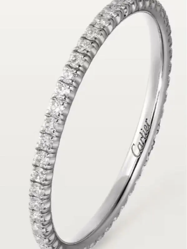 Pre-owned Cartier Etincelle de Cartier wedding band white gold, dias paved, 1.5 MM width