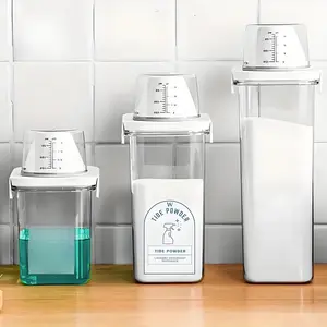 Leak-Proof Liquid Laundry Detergent Dispenser, Minimalist Storage Box Organiser, Sealed Lid Can Be Used as Measuring Cup, Moisture-Proof Transparent Bottle, Canister, Container