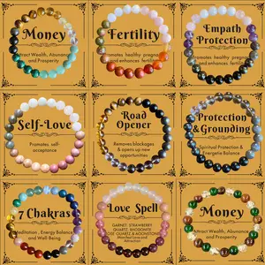 1pc FIBO Money Attraction Bracelet Green Aventurin & Tiger Eye with Card --9 Style Lucky friendship bracelet beaded jewelry protection bracelet encouragement gift fashion artificial bracelet of the day Colorblock Beaded Crystal Bracelet