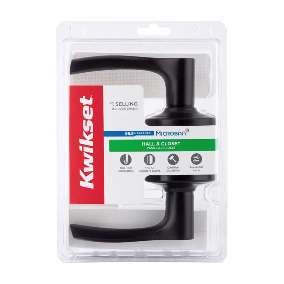 Kwikset 5059789 1.75 in. Metal Right or Left Handed Passage Lever, Matte Black