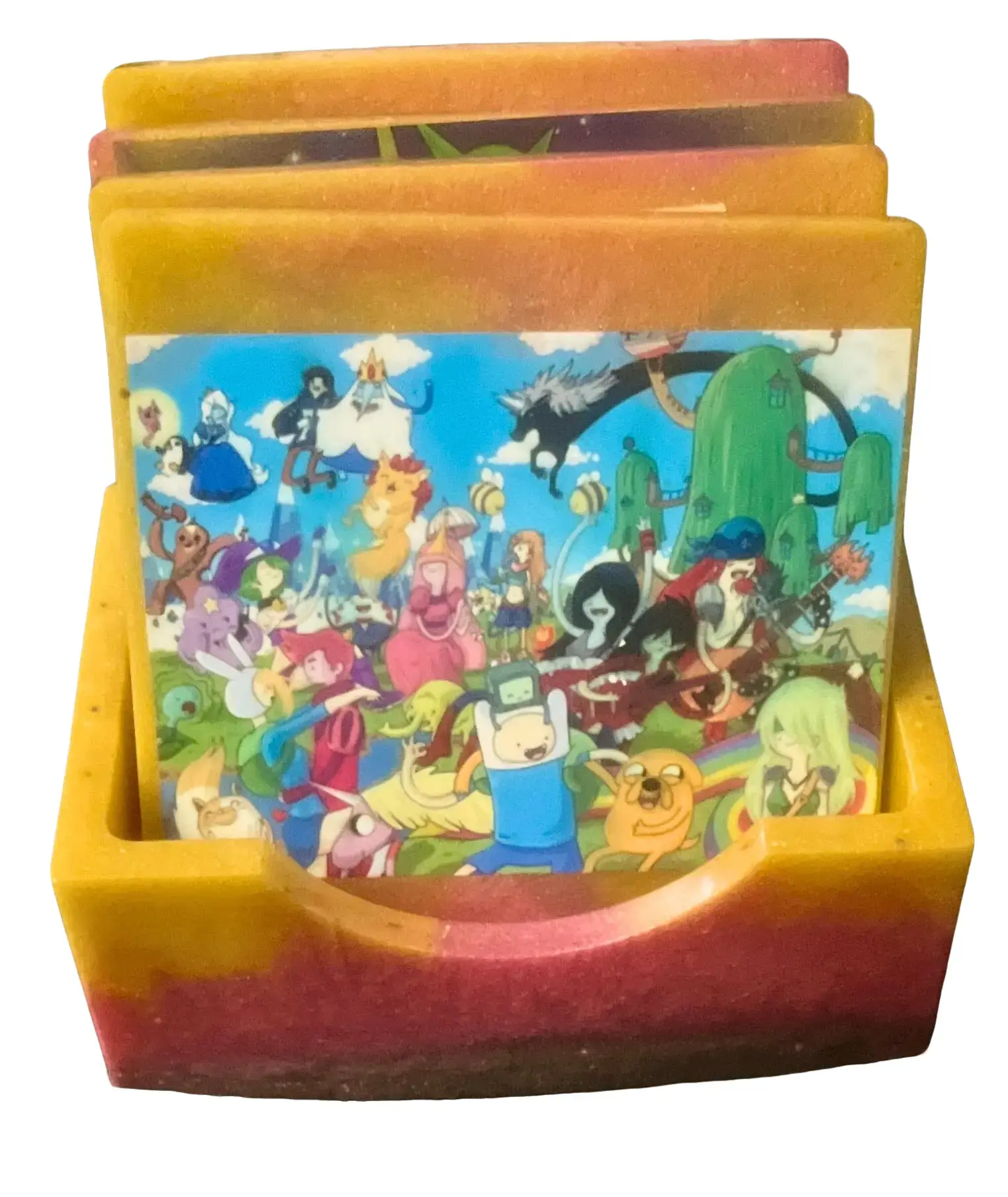 Adventure Time Resin Coaster Set with Holder Colorful Tableware