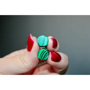 Green and Black Malachite Double Flare Plugs PAIR