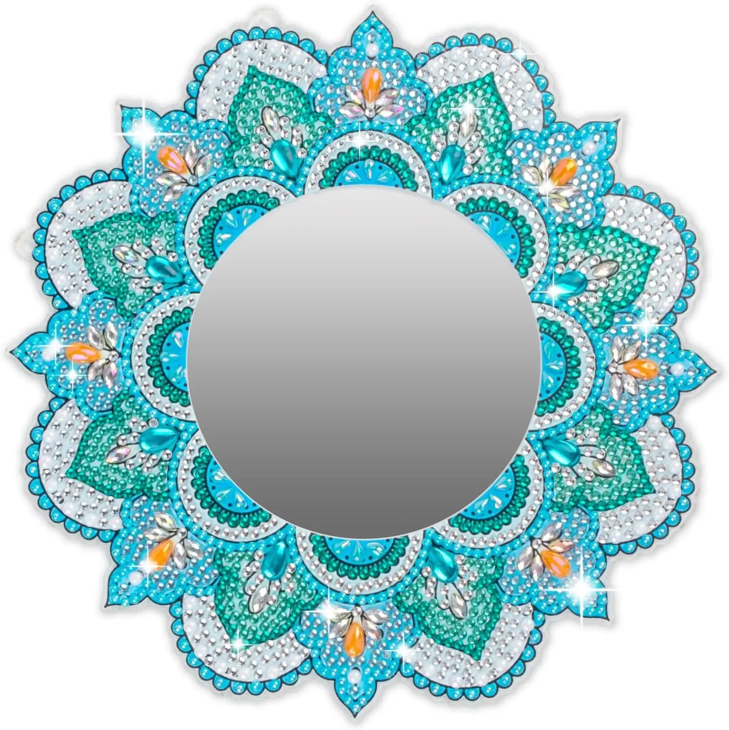 DIY Diamond Painting Mirror for Adults Pastel Pink-Blue Mandala Design Special Shaped Crystal Kit Makeup Mirror Home Decor Christmas Halloween Birthday Gifts