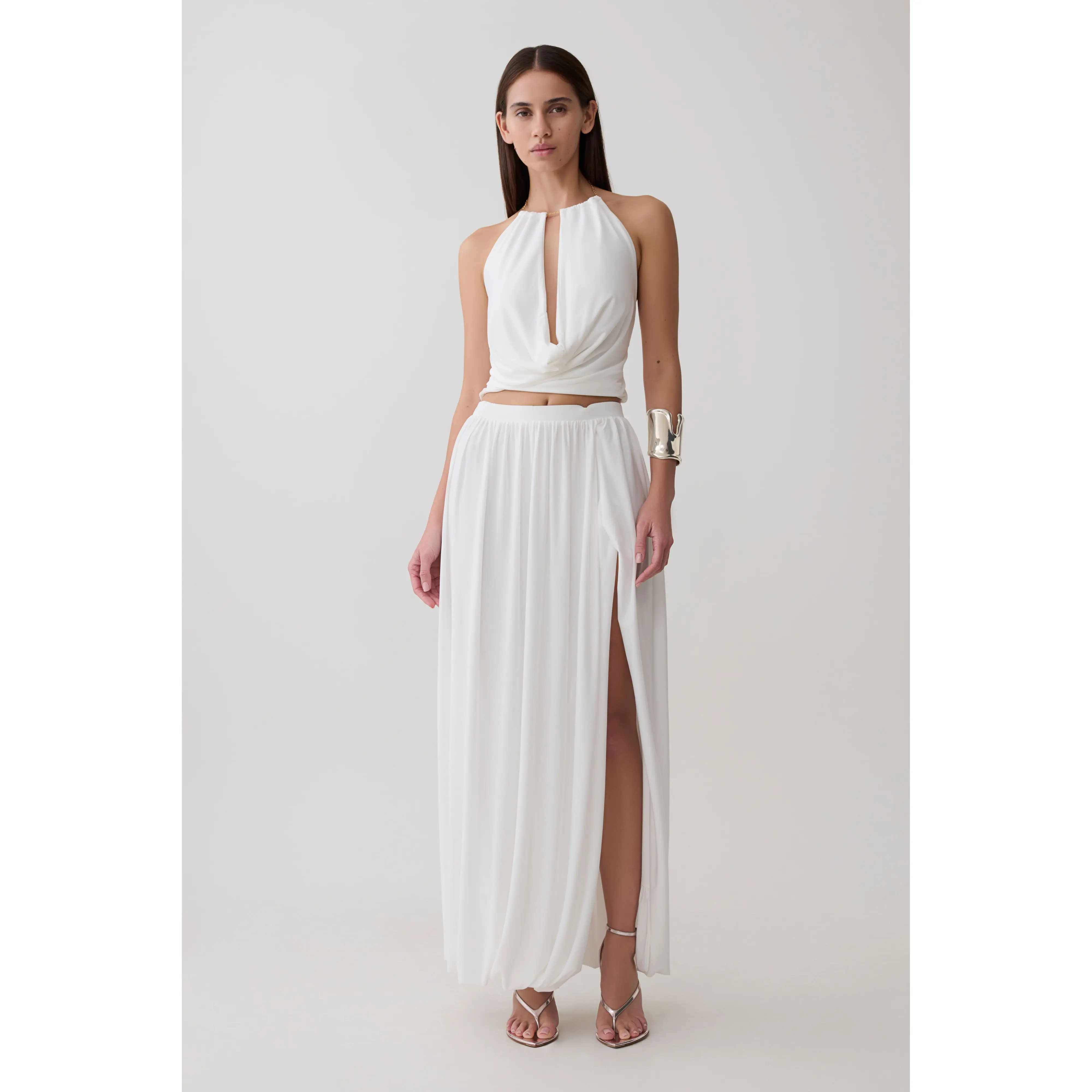 Banks Bubble Hem Midi Skirt - White