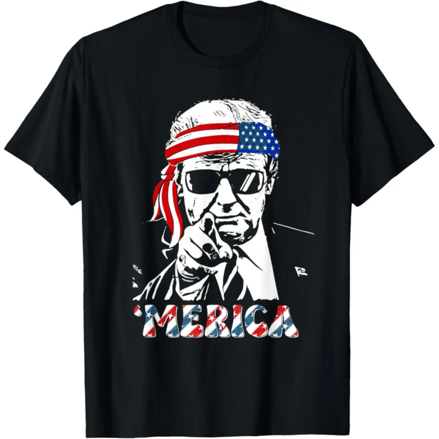 Summer t Shirts MERICA TRUMP Happy 4th Of July Trump American Flag T-Shirt Top Black A79