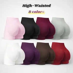 High-Waisted Yoga Shorts for Women Fitness Butt-Lifting Running Gym Shorts Elastic M-Shaped Booty Biker Shorts High-Waisted Design Elastic M-Shaped Perfect for Running and Gym 8 Color Options