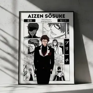 Bleach Aizen Sosuke Anime Poster, Manga Wall Artwork Prints, Home Decor Gift