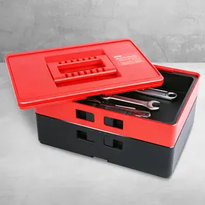 2-Layer Lockable Tool Box Plastic Portable Storage Folding Toolbox Layered Tool Organizers
