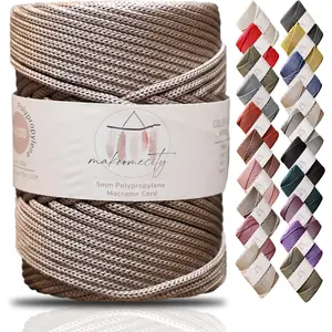 Premium Polyester Macrame Cord 5mm x 104 Yards (311 feet) 5mm Polypropylene Macrame Cord Crochet Macrame Bag Cord Crafts for Wall Hangings, Bags, Underplate, Rug (Mink)