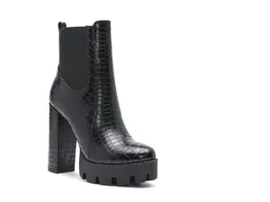 LONDON RAG BEATRIZ CROC PRINT BLOCK HEEL BOOTS