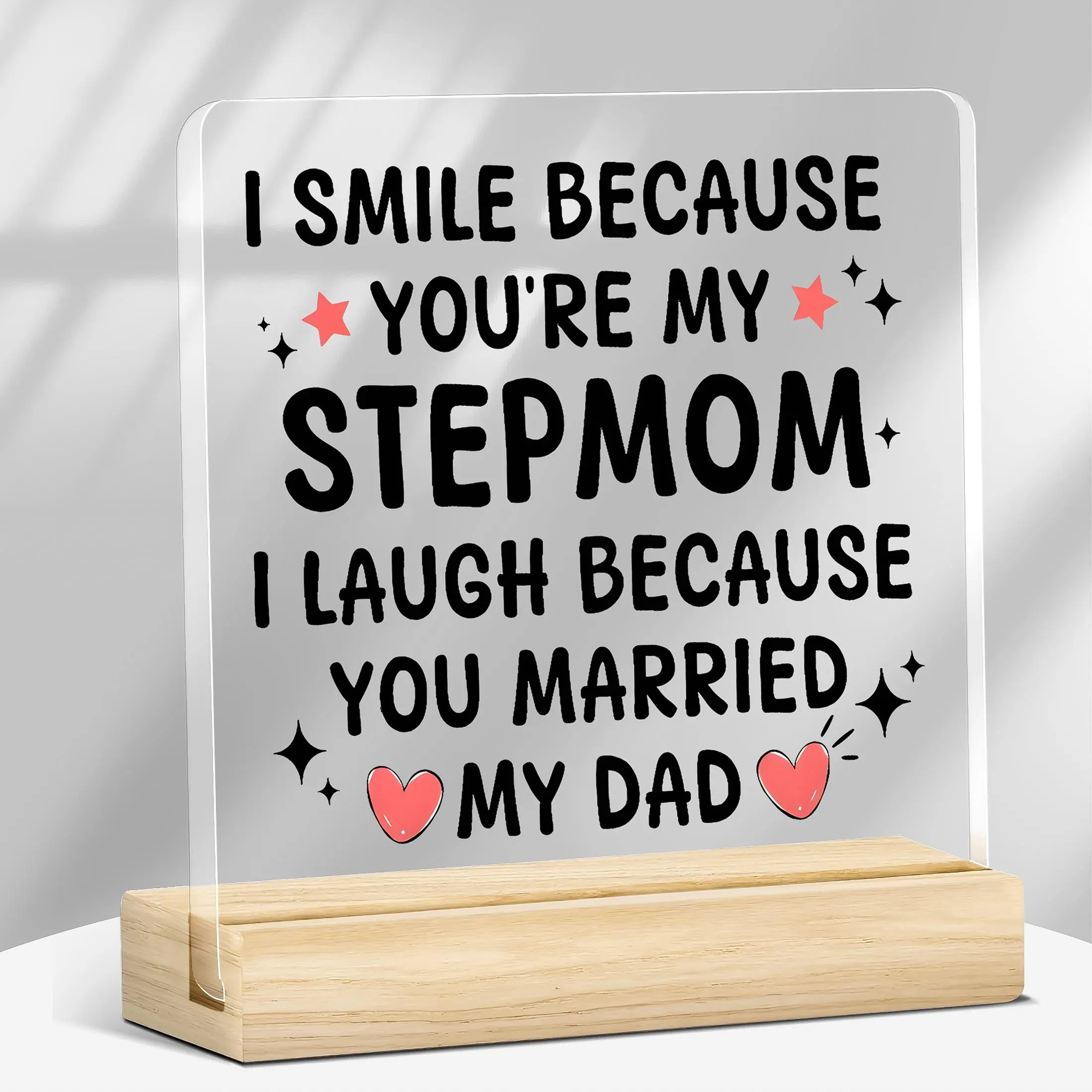 Acrylic Plaque, Heartfelt Acrylic Plaque for Stepmom, Inspirational Stepmom Desk Sign with Quote, Modern Home Decor, Acrylic Desktop Decoration, Gift for Stepmom, Wooden