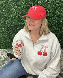 With a Cherry on Top fleece 1/4 zip sweatshirt
