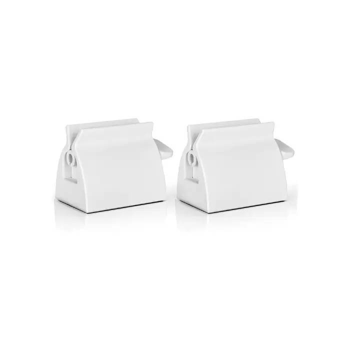 2pcs-Rolling Tube Toothpaste Squeezer Toothpaste Seat Holder Stand for Bathroom Accessories White