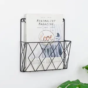 Modern Metal Newspaper Magazine Rack, Nordic Style Iron Organizer for Home Office, Wall-Mounted Without Drilling, Fashionable Design