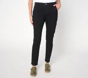 Denim & Co. Petite Black Classic Stretch Slim Leg Ankle Jeans