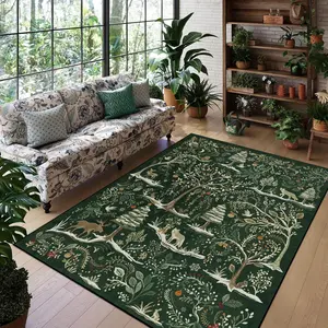Vintage Floral Pattern Carpet, Non-slip Soft Floor Mat, Decorative Area Rug for Home Living Room Bedroom Office Kitchen