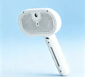 Steam Cat Brush for Shedding 3-in-1 Self-Cleaning Brush for Long & Short Hair Dogs & Cats White Color Pet Grooming Tool