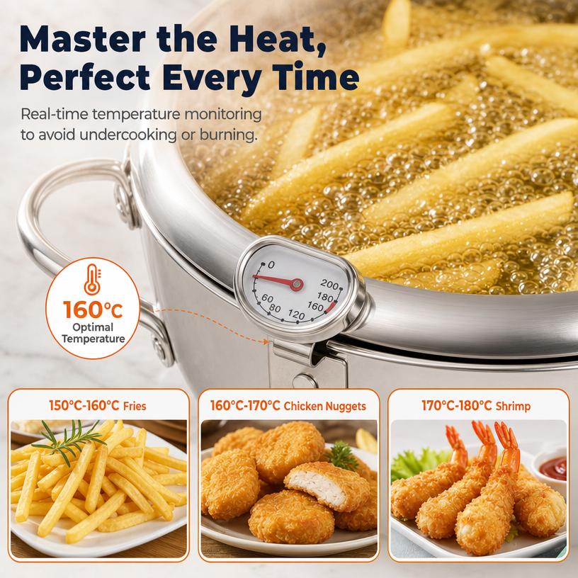 Built in fryer thermometer