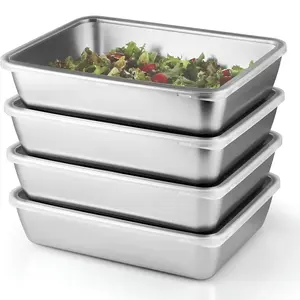 4-Pack Stainless Steel Food Storage Boxes, Food Storage Set, Flip Lid Design, Leak-Proof, Stackable, Freezer Safe, Ideal for Fruits Vegetables Seafood Leftovers