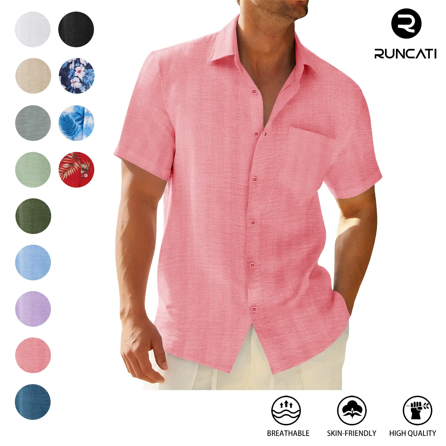 Runcati Mens Button Down Shirts Casual Short Sleeve Shirt Textured Summer Beach Tops with Pocket Runcati Mens Button Down Shirts Casual Short Sleeve Shirt Textured Summer Beach Tops with Pocket