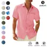 Runcati Mens Button Down Shirts Casual Short Sleeve Shirt Textured Summer Beach Tops with Pocket