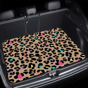 1pc Colorful Leopard Print Car Trunk Mat - Durable Floor Liner, Safe and Practical, Ideal for Daily Travel, Lifting, and Secure Cargo Storage, Car Trunk Liner, Vehicle Interior Accessory, Car Floor Mats, Car Accessories