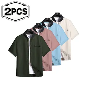 2026 summer printed baseball collar with contrasting color design, loose and casual, versatile and stylish shirt top