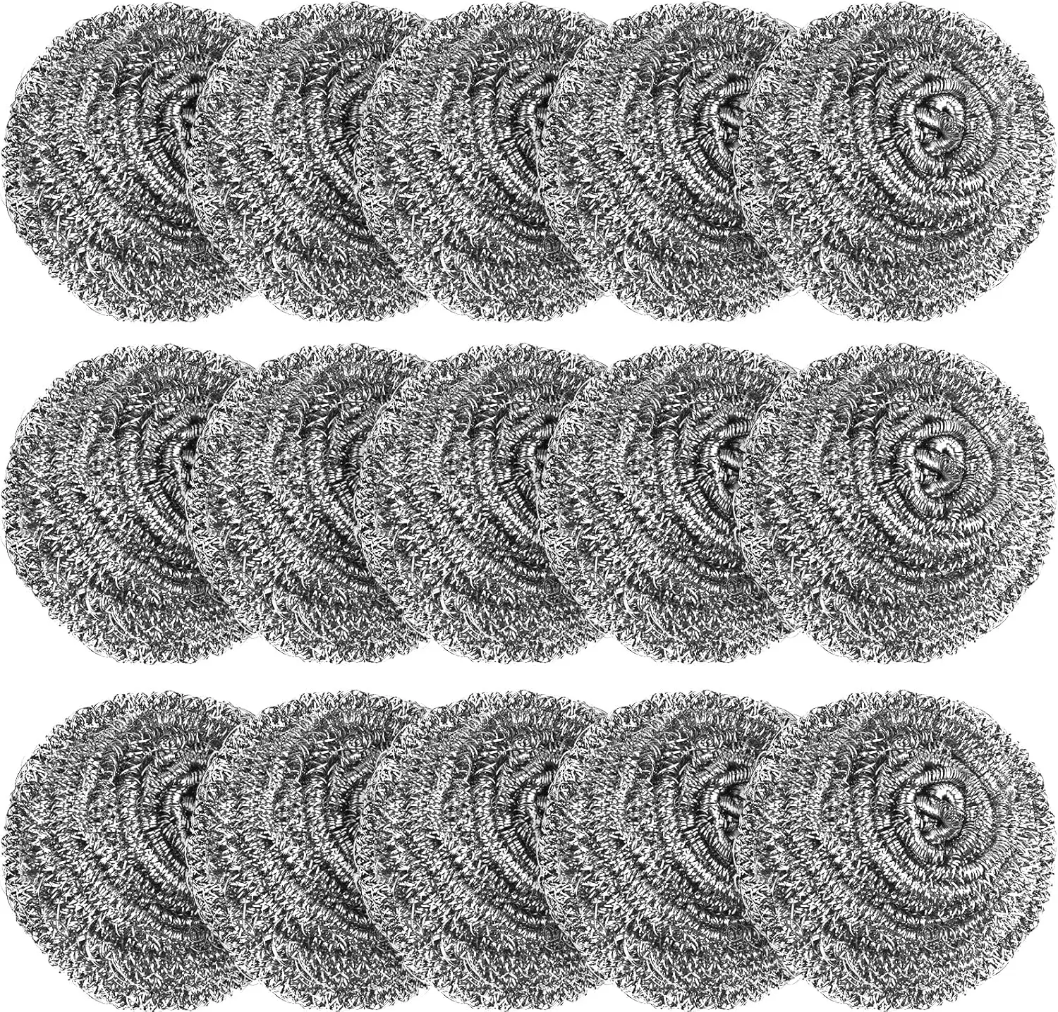 VOPTON 15-Pack Durable Stainless Steel Metal Wool Scrubbing Pads Set - Heavy-Duty Multipurpose Kitchen Sponges for Dishes, Pots, Sink