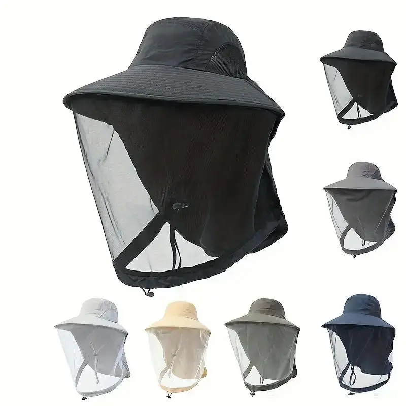 Unisex Outdoor Mosquito Proof Sun Hat, Breathable Mesh Face Cover Hat, Anti Bee UV Protection Fishing Hat for Men Women,father'sdaygifts,campingessentials,campinggear