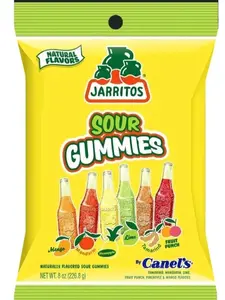Jarritos Sour Gummies - 8 oz, Naturally Flavored, Pineapple, Lime, Mango, Tamarind, Mandarin, Fruit Punch - Candy, Snack