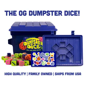 Dumpster Dice - Fast-Paced Family Dice Game - Exciting 2-4 Player Board and Dice Game with Dumpster and Dice Set