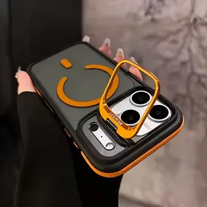 Acrylic Hybrid Phone Case with Lens Holder, Anti-Slip Edges, TPU-Plastic Casing Cover, Compatible with iPhone 17/16/15/14/13/12 Pro Max Plus Series, Supports Wireless Charging