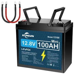 KUNLUN 12V 100Ah LiFePO4 High Capacity Battery Model 12100 - 100A Smart BMS, 5000+ Cycles, 1280Wh Energy, Maintenance-Free Rechargeable Outdoor Emergency Battery & Portable Power Station for RV, Off-Grid Solar