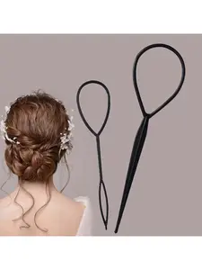 Hair Styling Tools Set - 2pcs Hairpin, Ponytail Holder & Hair Styling Tool & Hair Braiding Accessory