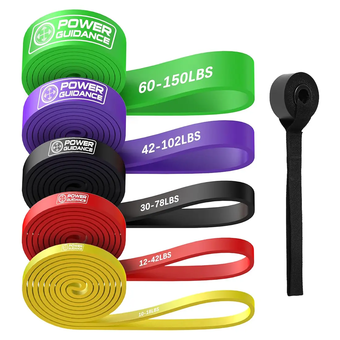 POWER GUIDANCE Resistance Bands, Set of 5 Pull Up Bands, Pull Up Assistance Bands, Exercise Bands, Resistance Bands Set for Legs, Working Out, Muscle Training, Physical Therapy, Shape Body