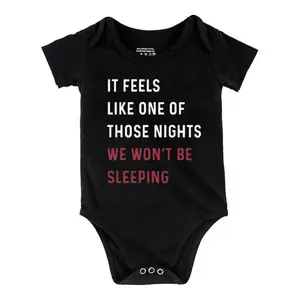 It Feels Like One of Those Nights We Won't Be Sleeping Print Bodysuit, Casual Short Sleeve Romper, Baby  Outdoor ClothingB1108-044